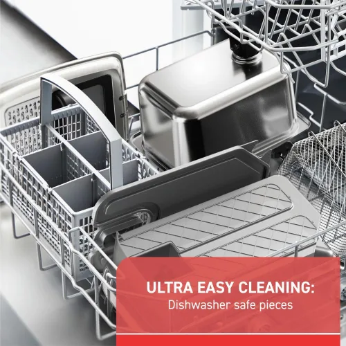 Vista 6 de T-fal Compact EZ Clean - Freidora profunda de acero inoxidable con cesta para uso doméstico, aceite de 1.8 litros y capacidad de alimentos de 1.7
