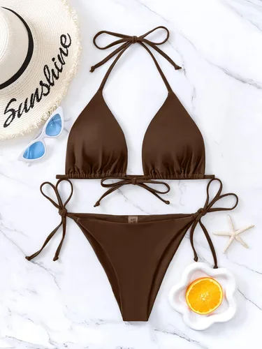 Vista 85 de Rajputana Conjunto de bikini para mujer, traje de baño brasileño de dos piezas con tanga
