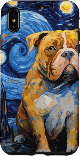 Vista 11 de Funda para iPhone 16 American Bully Starry Night para perro, mamá, perro, papá