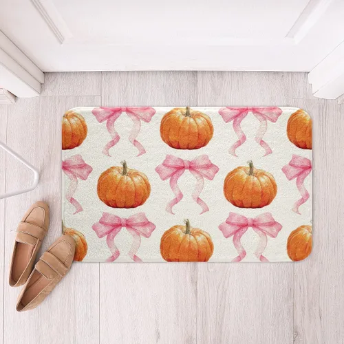 Vista 13 de Erosebridal Thanksgiving Turkey Bathroom Rugs - Fall Leaves Pumpkin Bath Mat for Kids Adults, Vintage Autumn Harvest Door Mat 16 x 24 Inch Rustic