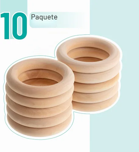 Vista 2 de Mr. Pen Anillos de madera de abedul, 2.7 pulgadas, paquete de 10, anillos de madera para manualidades