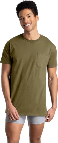 Vista 5 de Fruit of The Loom Mens Pocket Tee Undershirts, Moisture Wicking & Tag Free, Short Sleeve Pocket T-Shirts