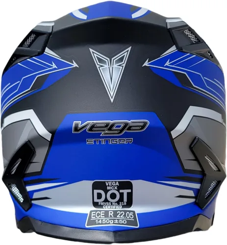 Vista 3 de Vega Helmets - Casco MCX ligero para motocicleta todoterreno completamente cargado