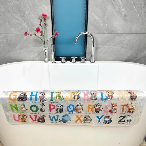 Vista 9 de BOPPIE Tapete de baño antideslizante para bañera para niños, tapete de baño antideslizante para bañera, tapete de baño XL grande, 35 x 15 pulgadas