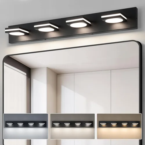 Vista 12 de OKELI Lámpara LED de tocador de baño de 3 luces, accesorios de iluminación de pared de baño modernos dorados sobre espejo (3CCT, 3000K-6000K)