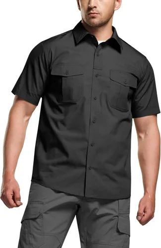 Vista 8 de CQR Camisas de trabajo de manga corta para hombre, camisetas tácticas militares Ripstop, para exteriores, UPF 50+, transpirable, para senderismo