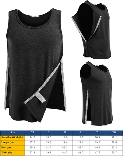 Vista 5 de Deyeek Camisetas sin mangas unisex con acceso completo a presión para hombres y mujeres, camisetas de recuperación de hombro para después