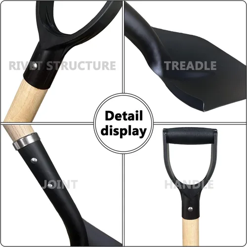Vista 11 de Pala para excavar, pala de jardín resistente con mango en D, mango de madera de punta redonda de 41 pulgadas, ideal para jardinería, paisajismo