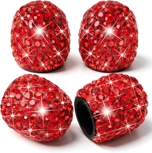 Vista 9 de 4 tapas de válvula de vástago de neumático de diamantes de cristal brillante, a prueba de polvo, tapas universales para válvulas de neumáticos