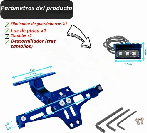 Vista 2 de LKV - Marco universal para placa de matrícula de motocicleta con luz LED