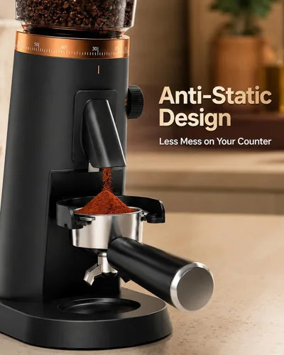 Vista 10 de AMZCHEF Single Dose Coffee Grinder, Low Retention, 75 Settings, Rose Gold