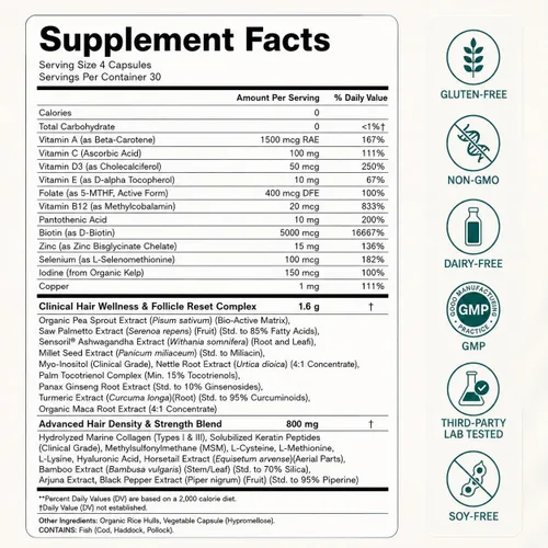 Vista 7 de Hair Growth Supplements for Visibly Thicker Fuller Hair and Scalp Coverage
