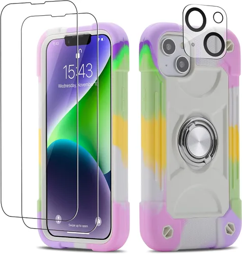 Vista 34 de Funda para iPhone Se3/iPhone Se2, iPhone 6/6S, iPhone 7/iPhone 8 de 4.7 pulgadas con soporte de anillo, con 2 protectores de pantalla resistentes