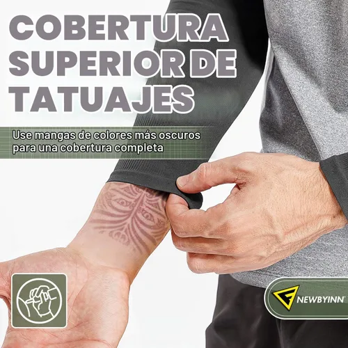 Vista 4 de Newbyinn Mangas de protección solar UV para hombres, mujeres y jóvenes 2 pares: negro