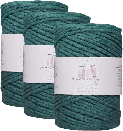 Vista 132 de Makromecity, Cordón de macramé de un solo hilo de 3 mm x 100 yardas (300 pies) de 3 mm de cordón de algodón azul bebé para arte y manualidades