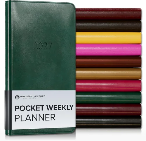 Vista 190 de Gallery Leather Planificador Semanal y Mensual Grande 2025-2026, Calendario Planificador y Cuaderno Elegantemente Encuadernado con Elegantes Bordes