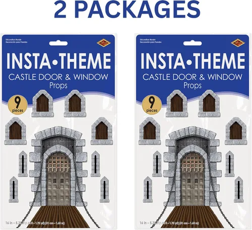 Vista 6 de Beistle 18 piezas de accesorios para puertas y ventanas de castillo, de 16 a 64 pulgadas, decoración medieval de plástico impreso para fiestas