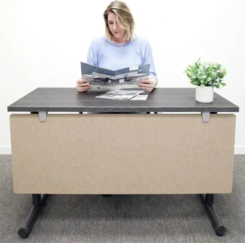 Vista 2 de OBEX Modesty Desk - Pantalla acústica de privacidad de PET, panel absorbente de sonido, ideal para recepción, mesa de estudiante u oficina
