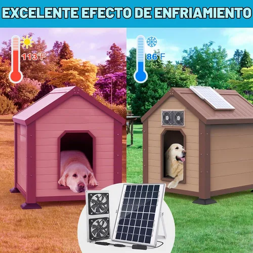 Vista 7 de SOLPERK Ventilador solar para invernadero, ventilador solar de 10 W para gallinero, ventilador de escape solar impermeable para cobertizo con cable