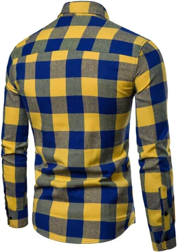 Vista 2 de Nituyy Camisa a cuadros de franela de manga larga para hombre