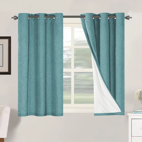Vista 253 de H.VERSAILTEX Cortinas 100% opacas con aislamiento térmico, texturizadas, de lino, con bloqueo completo de calor y luz, para sala de estar y Negro