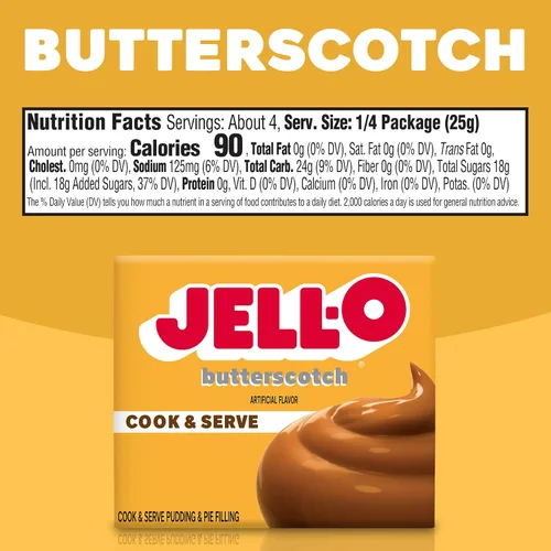 Vista 2 de Jell-O Cook & Serve Mezcla de Pudín y Relleno para Pastel de Butterscotch, Caja de 3.5 oz
