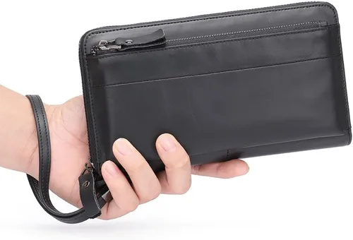 Vista 58 de LUKZIJAES Billetera de cuero genuino para hombre, con bloqueo RFID, delgada, plegable, bolsillo frontal, #3-Café, Vintage