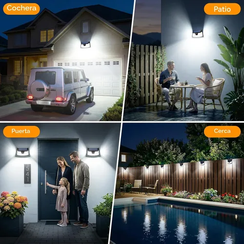 Vista 10 de Luz solar de movimiento de 152 LED para exteriores, 850LM súper brillante con sensor de movimiento de 3 modos, IP65 impermeable, luz de seguridad