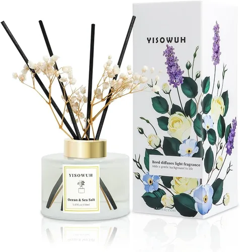 Vista 9 de Juego de difusor de junco, 5.07 onzas líquidas (5.1 fl oz), difusor de aceite de eucalipto y lavanda con 8 varillas de caña, difusor de varillas