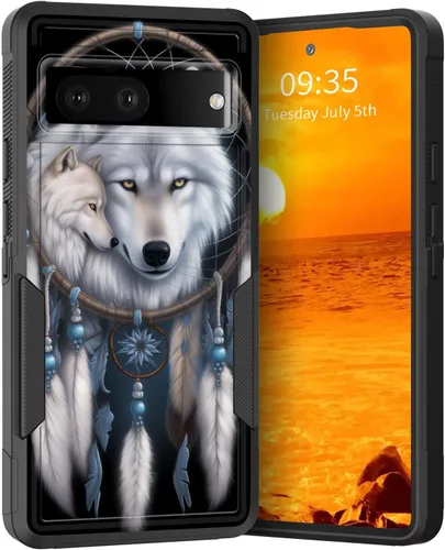 Vista 105 de Funda para Pixel 6A, Híbrida de Doble Capa de Servicio Pesado Resistente a Prueba de Golpes PC Duro + Funda Protectora de Silicona Suave para Google