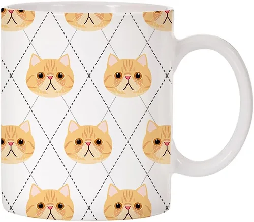 Vista 8 de Adorable Cat Breed Design Argyle Pattern Taza de café de cerámica (abisinian)