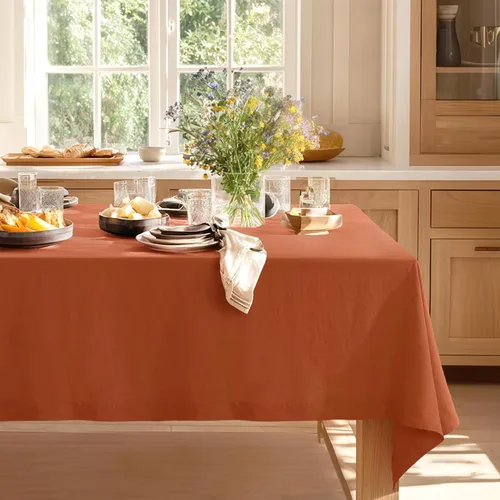 Vista 35 de Linen World - Mantel de lino de otoño de 90 x 60 pulgadas, mantel rectangular lavable de lino francés para comedor, al aire libre, bodas
