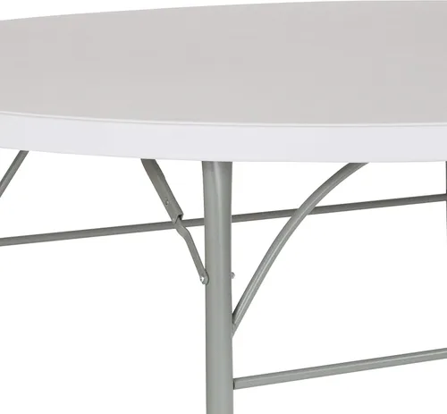 Vista 8 de BizChair Mesa plegable redonda de 6 pies de plástico blanco granito bi-Fold con mango