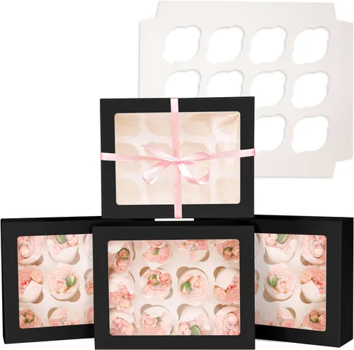 Vista 9 de Bakepacker Contenedores para 12 Cupcakes 10-Paquetes Caja de Cupcakes Roland Transportador de Cupcakes, 12 Cajas para Cupcakes con Ventana