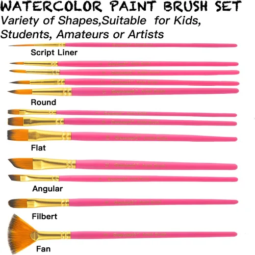 Vista 4 de Genixart Juego de pinceles para acuarela al óleo acrílica, pelo de nailon sintético, pinceles para artistas, para uñas, rostro, cuerpo, pintura