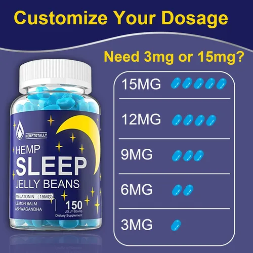 Vista 8 de Melatonina 3 mg 15 mg para toda la familia con Ashwagandha, 5-HTP, bálsamo de limón, magnesio, B12, B6 masticable y bajo en azúcar, para un ciclo