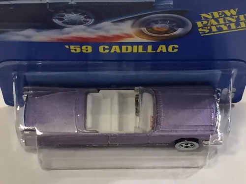 Vista 3 de #266 '59 Cadillac Luz Púrpura Blanco Pared Ruedas Básicas Coche Coleccionable Coche Mattel Hot Wheels