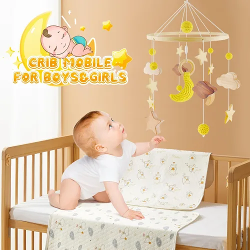 Vista 6 de Móvil de cuna para niños y niñas, móvil de cuna bohemio, móvil para cuna, hecho a mano, para habitación de niños, decoración de guardería