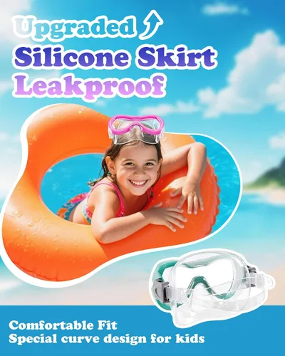 Vista 3 de Aegend Gafas de natación para niños, vidrio templado HD de 180° con amplia visión con cubierta para la nariz