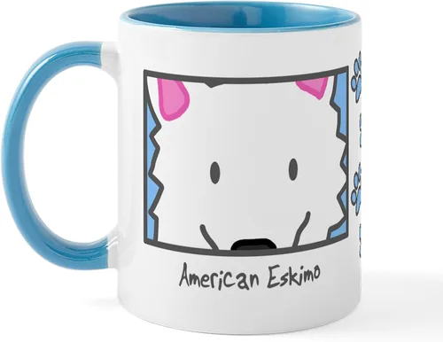 Vista 49 de CafePress Taza de café de cerámica Anime American Eskimo de 11 oz (11.0 fl oz)