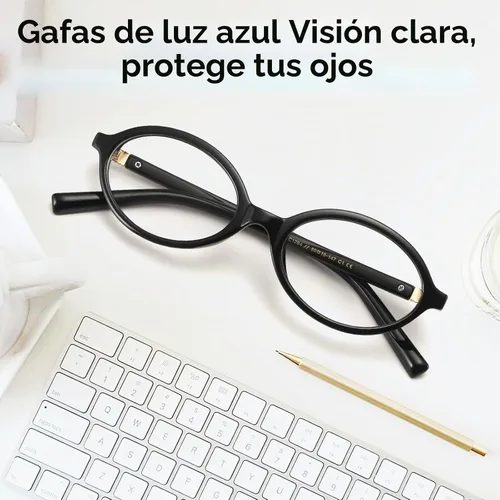 Vista 2 de Dollger Oval Blue Light Glasses for Women Men Fashion Retro 90s Small Frame Computer Glasses Negro
