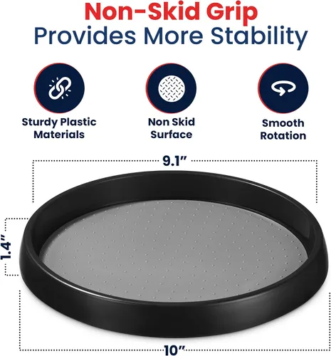 Vista 3 de Oizeir Lazy Susan de 10 pulgadas (juego de 4) – Plataforma giratoria antideslizante para gabinete para maximizar el almacenamiento y simplificar