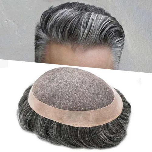 Vista 10 de Mens Toupee Hair Piece Real Human Hair Fine Mono Toupee para hombres Sistema de reemplazo de cabello para hombre Postizo Protesis Capilar Para