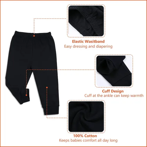 Vista 4 de SOBOWO Pantalones deportivos sólidos para bebé, unisex, de algodón, para recién nacidos, niñas de 0 a 24 meses