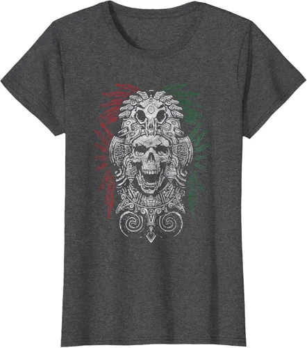 Vista 5 de Camiseta de Calavera Azteca con máscara Mayas Calavera Azteca, Negro