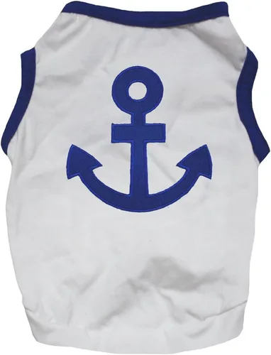 Vista 3 de Petitebella Sailor Anchor - Camisa para perro (azul/blanco, talla XS)