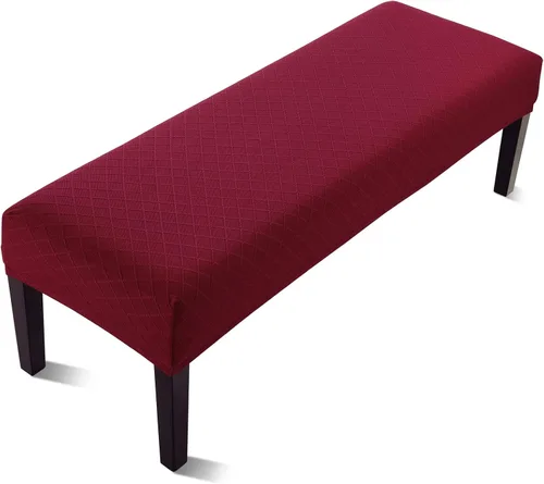 Vista 24 de Fuloon - Funda elástica de jacquard para banco de comedor, antipolvo, desmontable, funda para banco lavable, protector de cojín de asiento para Beige