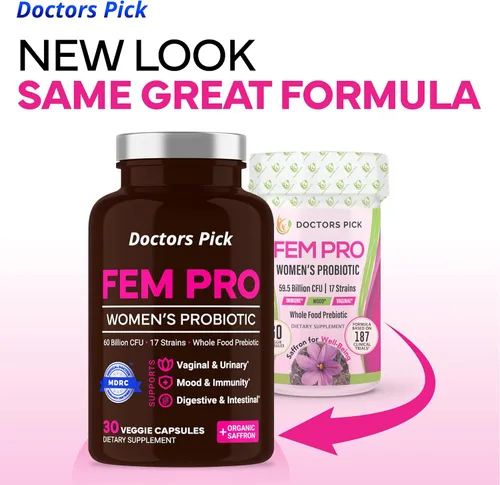 Vista 2 de Probióticos Fem Pro para mujeres. 17 cepas clínicamente efectivas para apoyo vaginal, digestivo e inmunológico, salud del tracto urinario