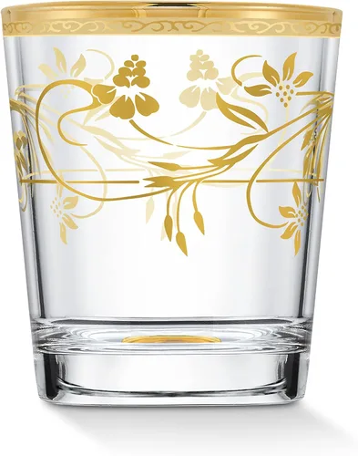 Vista 2 de WORLD GIFTS Elegante y moderna cristalería de flores de Rosalia para organizar fiestas y eventos, 10 onzas, doble moda antigua, juego de 4