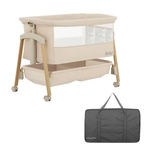 Vista 7 de évolur Lullaby - Moisés portátil con ruedas, cama de noche ajustable, laterales de malla transpirable, cesta de almacenamiento grande, fácil